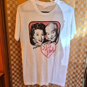 I Love Lucy White T-Shirt Size Medium "Forget Lucy I Love Ethel"